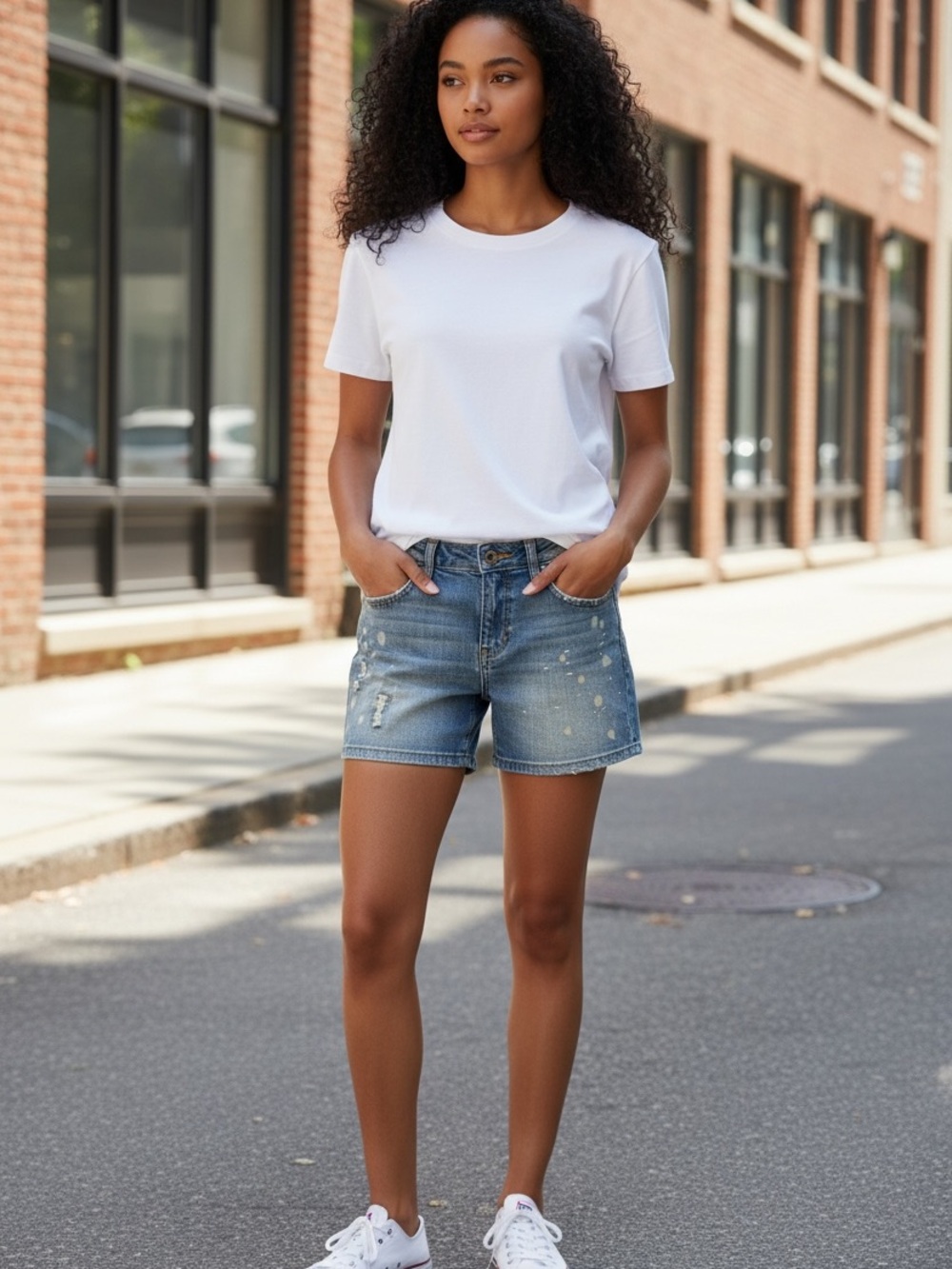Calvin Klein Blue Distressed Denim Jean Shorts